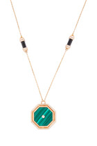 Hexagon Amulet Necklace, 18K Rose Gold with Malachite & Black Onyx